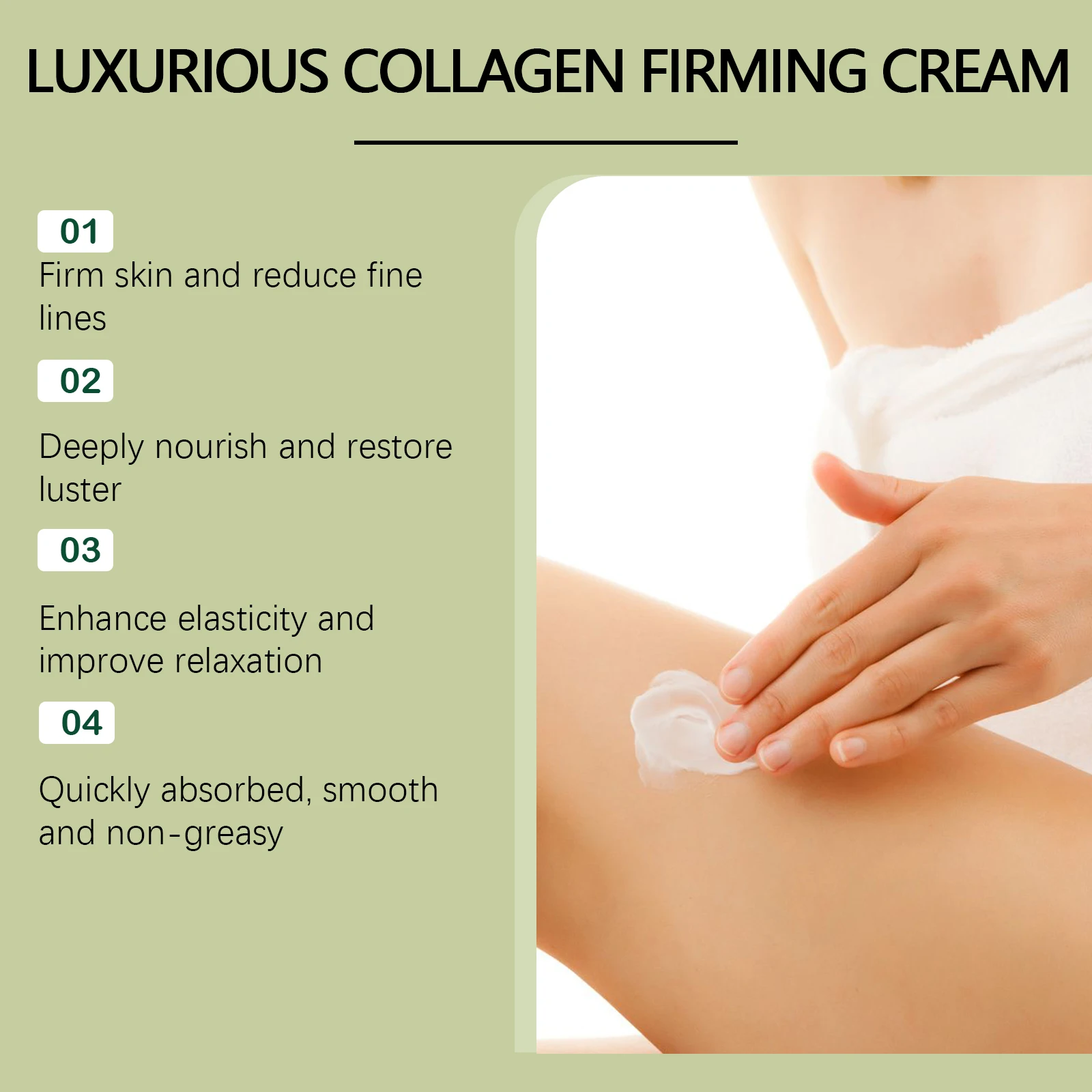 Krim Pengencang Kolagen OceAura Menghidrasi Kulit Lembut, Mengencangkan, Garis Pencerah, dan Krim Tubuh Peremajaan