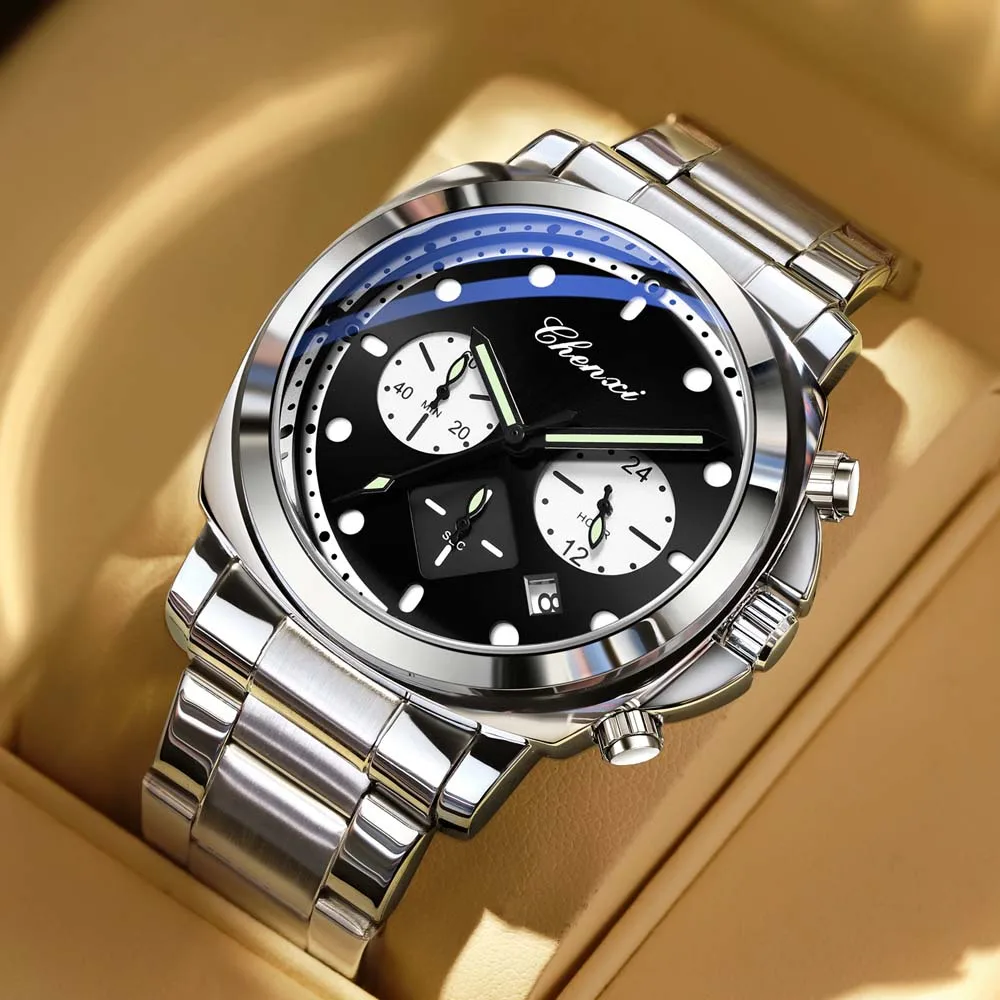 CHENXI Men's Multifunction Watch Trendy Fashion Quartz Watch Date Display Luminous Chronograph Men's Watch relojes para hombres
