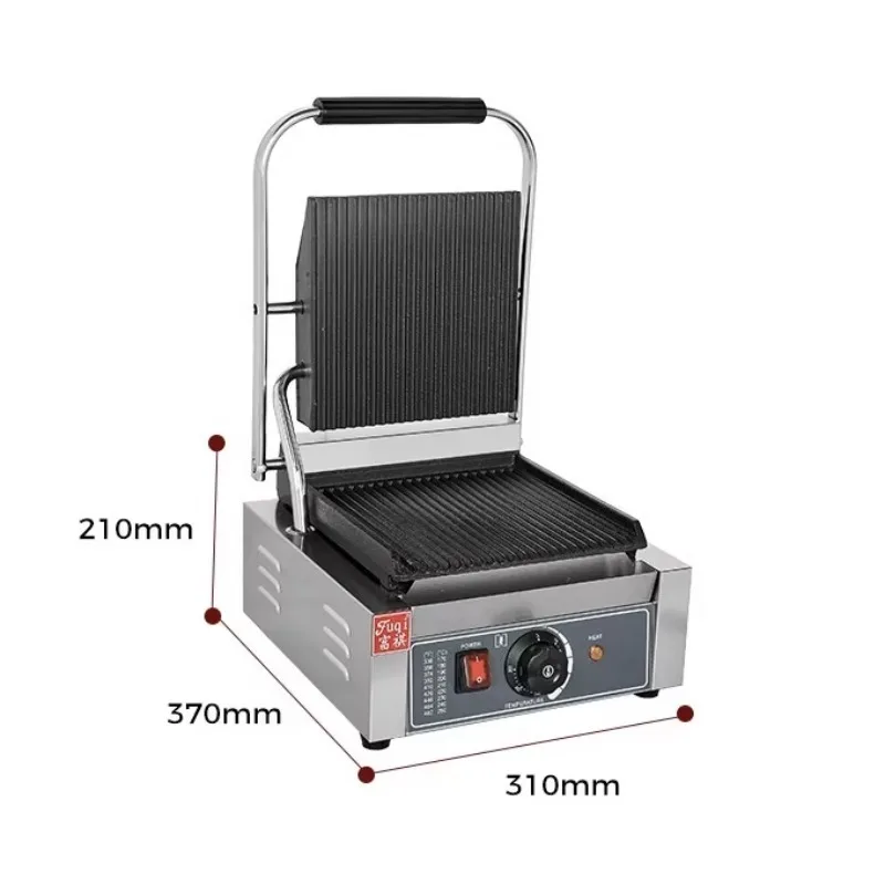 220V 1.8kW Commercial Desktop Panini Oven Stainless Steel Groove Top Flat Bottom Electric Kitchen Tools