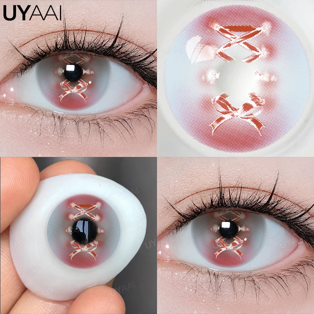 UYAAI Cosplay Kontaktlinse Schönheit Kosmetik Farbige Kontakte Schwarze Linsen Halloween Make-up Cosplay Weiße Linse Kreisblocklinse – Detail 18