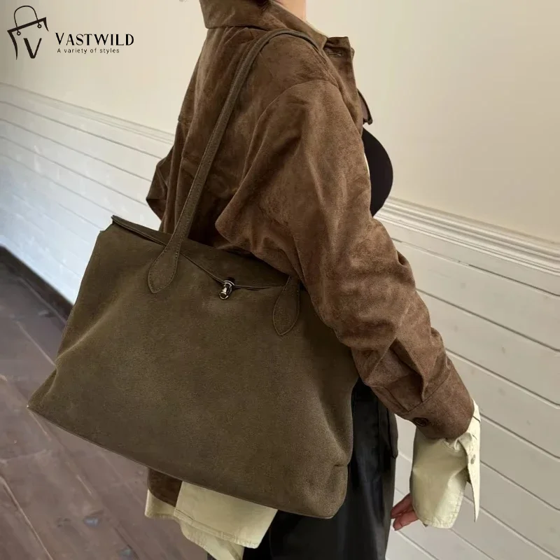 New Women's Genuine Suede Cowhide Tote Bag Large Capacity Luxury Designer Shoulder Handbag Office Commuter Ladies Top‑handle Bag