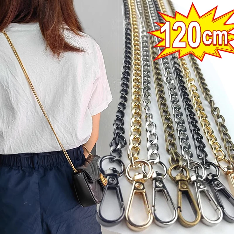 Correas desmontables de aluminio para bolsa de repuesto, accesorios de cadena de Metal de 120cm para tejido a mano, bricolaje, taller, estudio