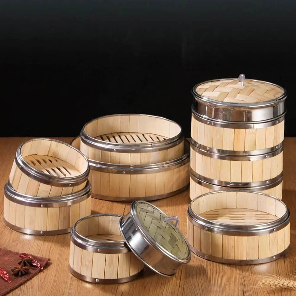New Bamboo Bamboo Steamer Stainless Steel Weaving Snack Basket Vegetable Natural Chinese Food Tools