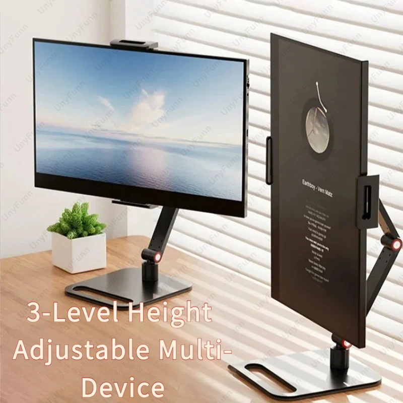 

Universal 3-Level Height Adjustable Monitor Laptop Stand, Foldable Desktop Holder for Tablet Phone Multi-Device Riser