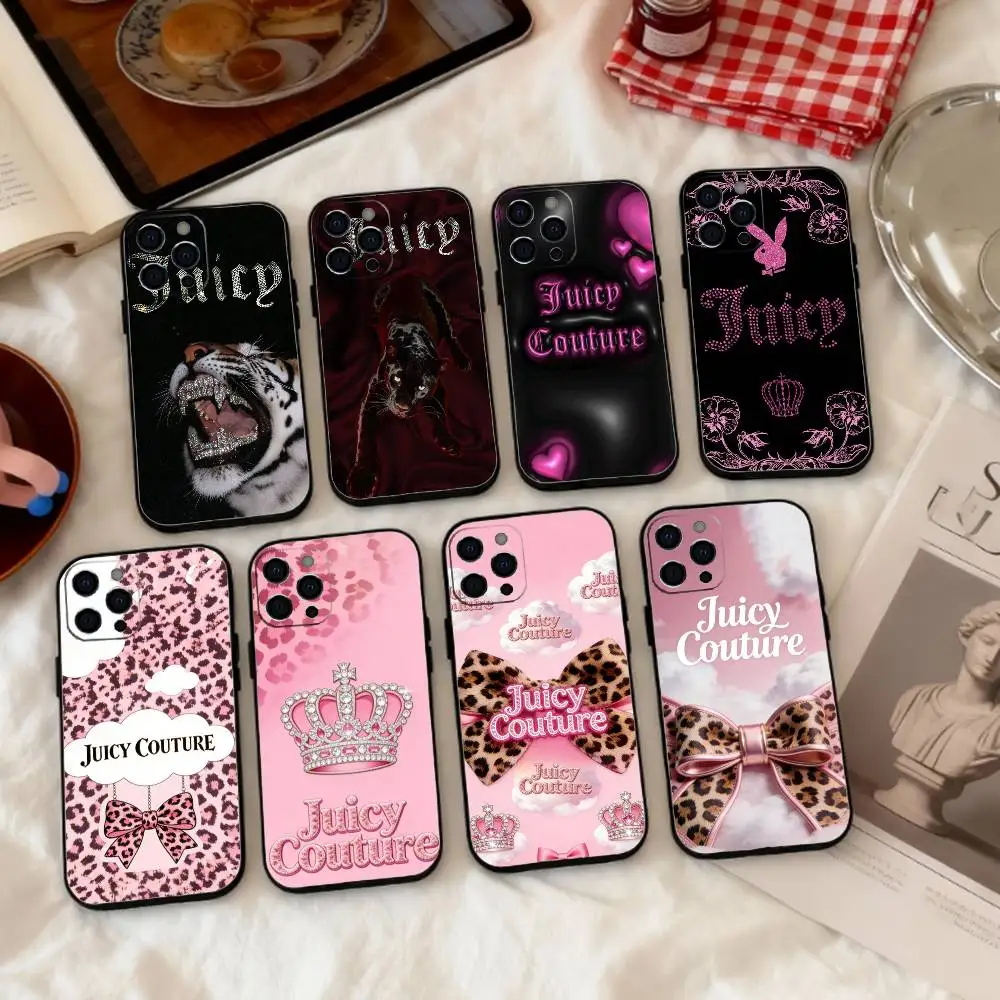 Funda de Silicona Suave para Teléfono Y2K Vintage J-Juicy Couture para iPhone 17 16 15 14 13 12 11 X XR Plus Pro Max Plus