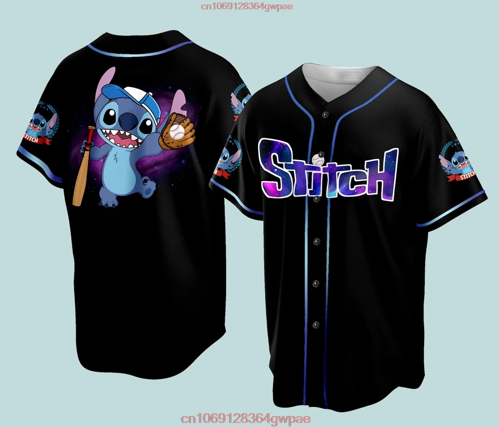 Stitch Baseball Jersey Custom Name Kids Adult Baseball Jersey Sports Outfits Disney Baseball Jersey Casual Short-sleeved Shirt