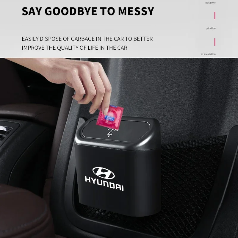سلة مهملات السيارة معلقة صندوق تخزين السيارات اكسسوارات السيارات الداخلية لشركة هيونداي سانتا في سوناتا سولاريس أزيرا كريتا I30 توكسون IX35