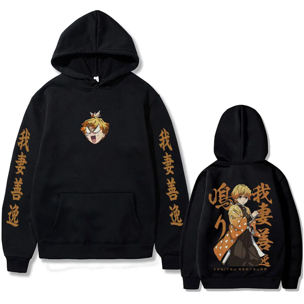 

Anime Demon Slayer Agatsuma Zenitsu Graphic Hoodie Men Women Clothing Fashion Oversized Pullover Hoodies Male Cartoon Streetwear