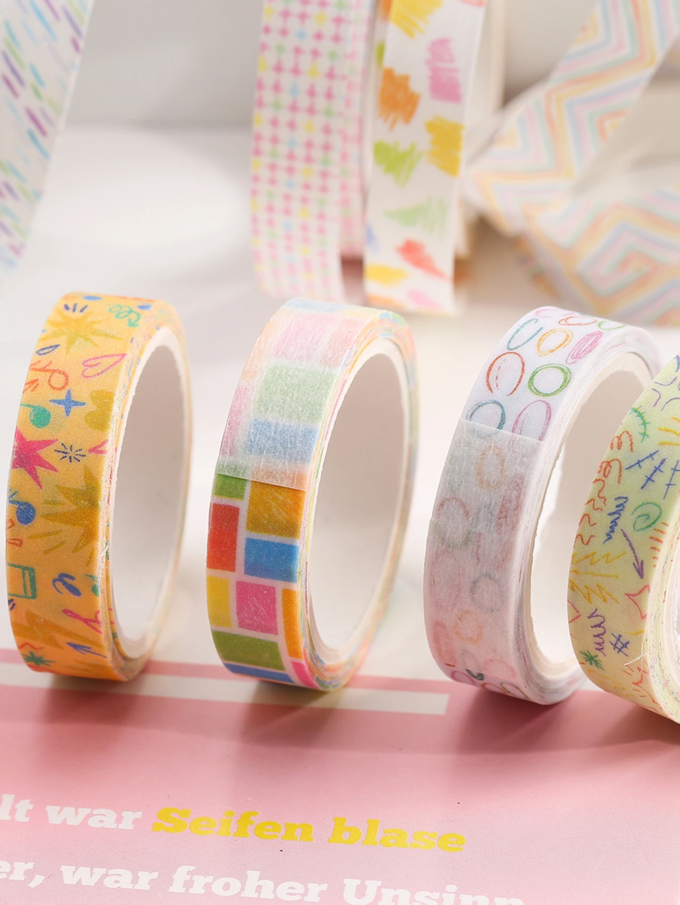 5-teiliges süßes Washi-Tape-Set im japanischen Stil, handgefertigt, DIY-Scrapbooking, Geschenkbox für die Feiertage, Scrap-Dekoration, Schulbedarf – Detail 3