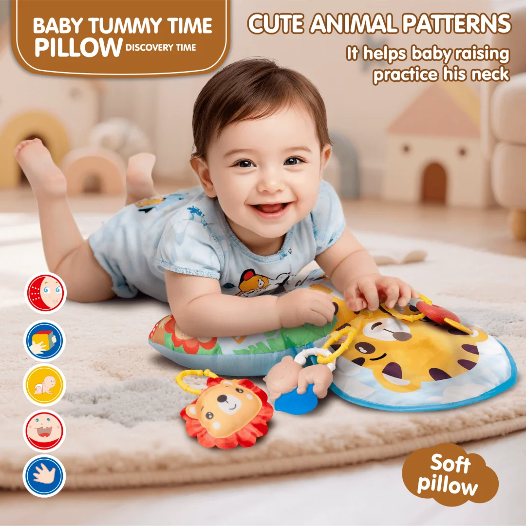 Toddler Crawling Toy - Tummy Support Pillow - Baby Crawling Mat - Multifunctional Baby Crawling Mat with Rattle Toy
