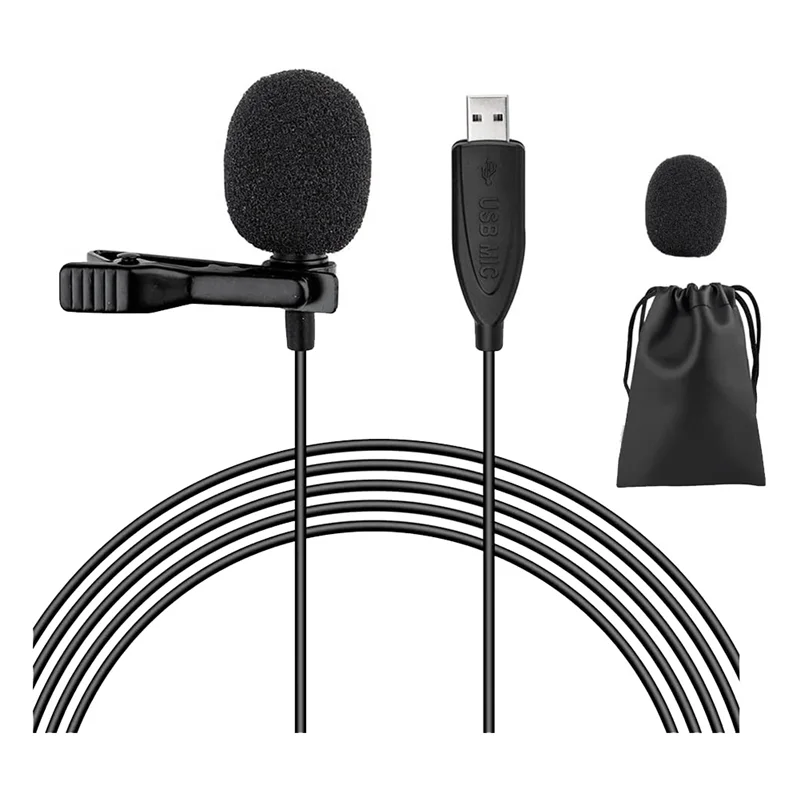 USB Microphone Lavalier 6.6 ft Microphone PC Omnidirectional Condenser Lavalier Clip on Mic for Computer, ,