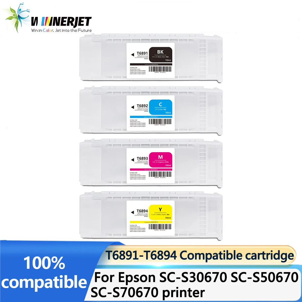 Winnerjet T6891 T6892 T6893 T6894 Eco-solvent ink Compatible cartridge With chip For Epson SC-S30670 SC-S50670 SC-S70670 printer
