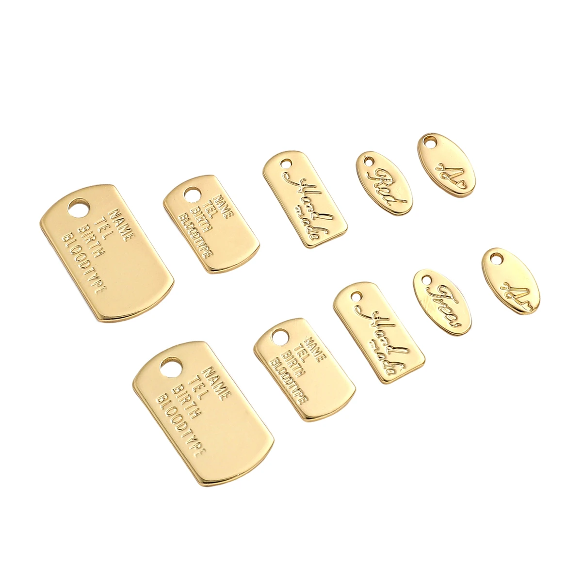 1pcs 14K Gold Plated Brass Rectangular Ellipse Hangtag Charm Pendant for Bracelet Necklace Jewelry Making Accessories