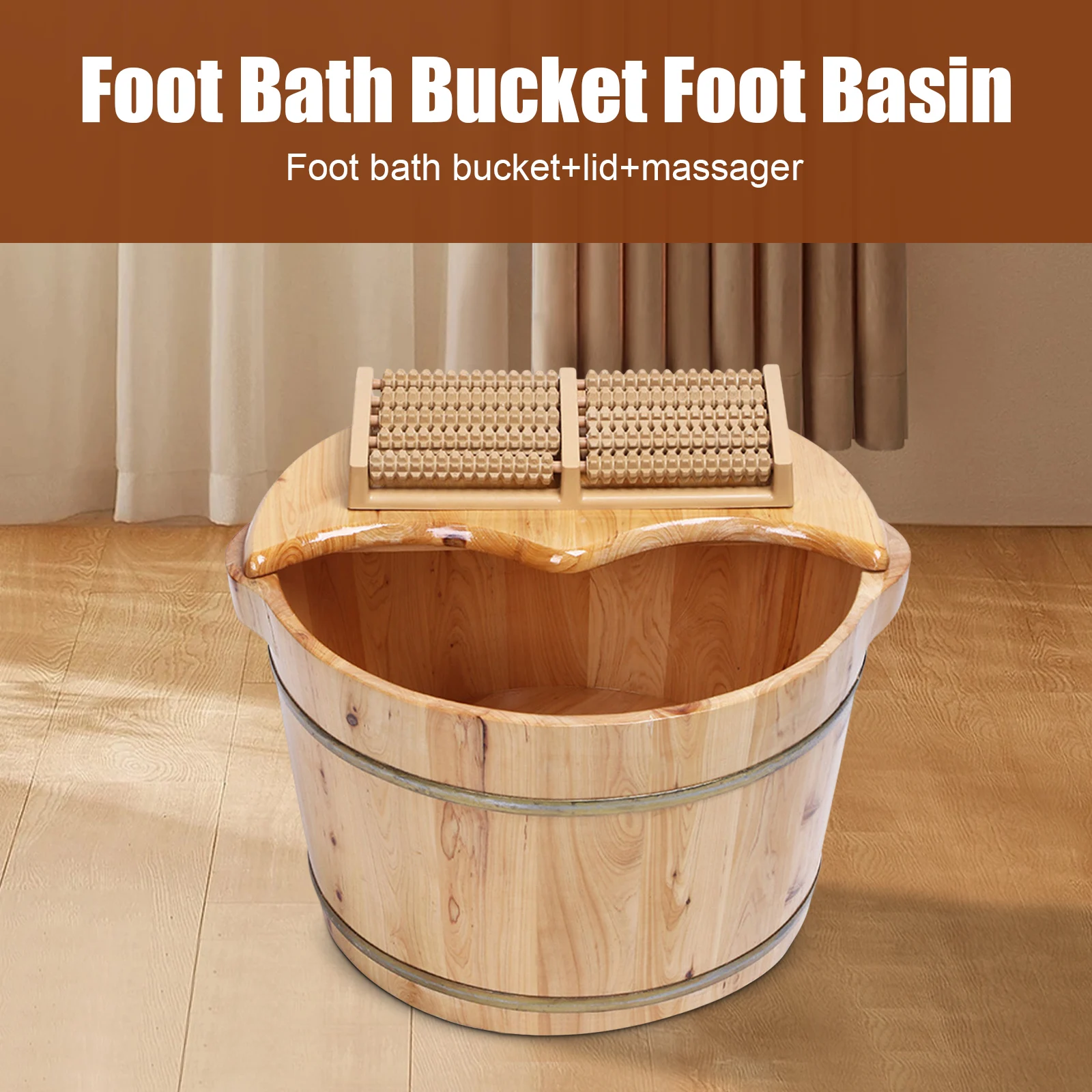 Wooden Foot Bath Basin Health Foot Massage Tub Barrel Soaking Feet Spa Bucket