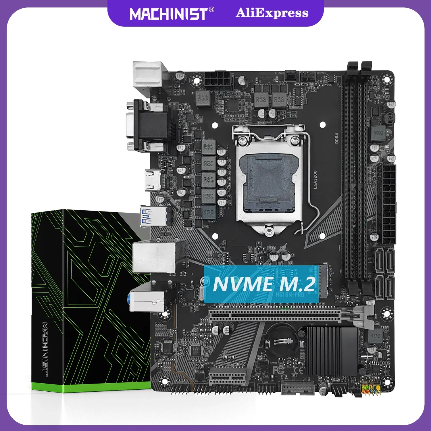 MACHINIST H511 LGA 1200 Motherboard Support Intel 10 11 generation DDR4 2400 2666 2933MHz 64G M.2 NVME SATA3.0 M-ATX