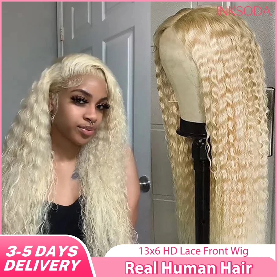 

Парик из натуральных человеческих волос 613 Deep Curly Water Wave, 220% плотность, с HD кружевной фронтальной частью 13x6, предварительно выщипанный, бразильский
