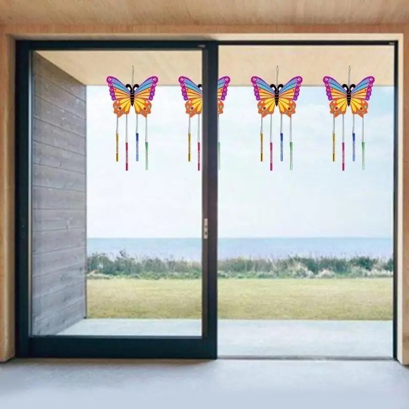 F62D DIYクラフト子供向けのキットバタフライウィンドチャイム絵画キット女の子用