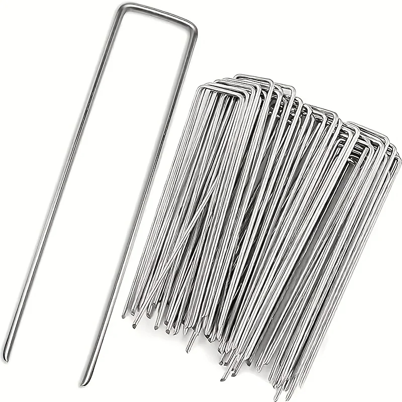 30Pcs Heavy-Duty U-Shaped Ground Stakes, Outdoor Tent Pegs for Camping Tents, Artificial Turf and Fabric Coverings