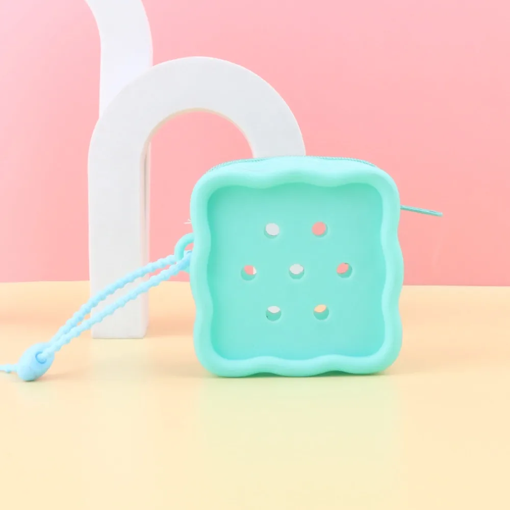 

New Holes Coin Purse Silicone Mini Card Holder Zipper Storage Bag