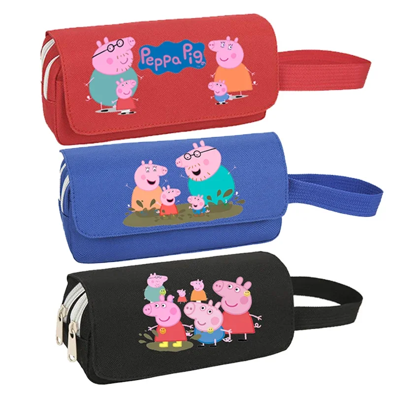 

Peppa Pigs Large Capacity Pencil Bag Pencilcase School Student Supplies Cartoon Anime Printed Pen Pouch Stationery Storage Box