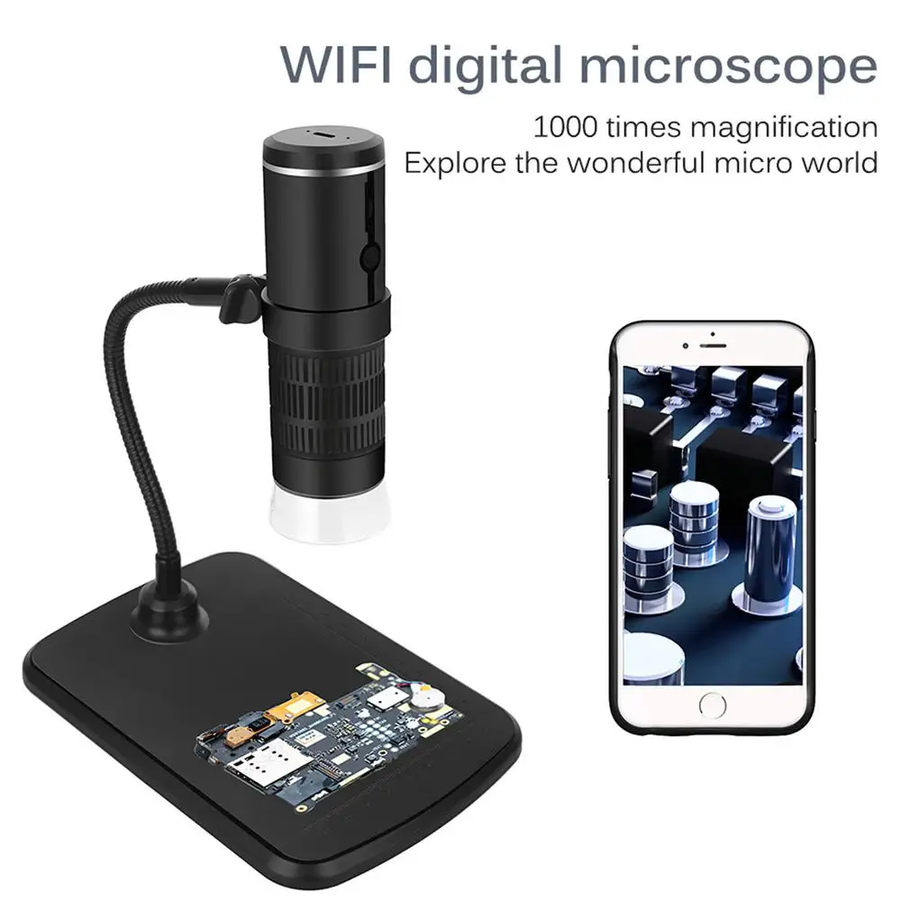 Digital Wireless Microscope with Flexible Stand Rechargeable LED Illuminating High-definition Lens USB Camera Welding PC Viewing