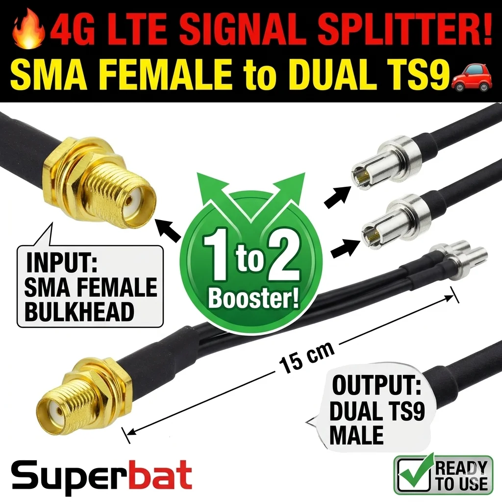 Superbat SMA hembra mamparo a doble TS9 Cable de antena divisor 15cm tipo Y para enrutador 4G LTE módem USB MiFi Hotspots Verizon