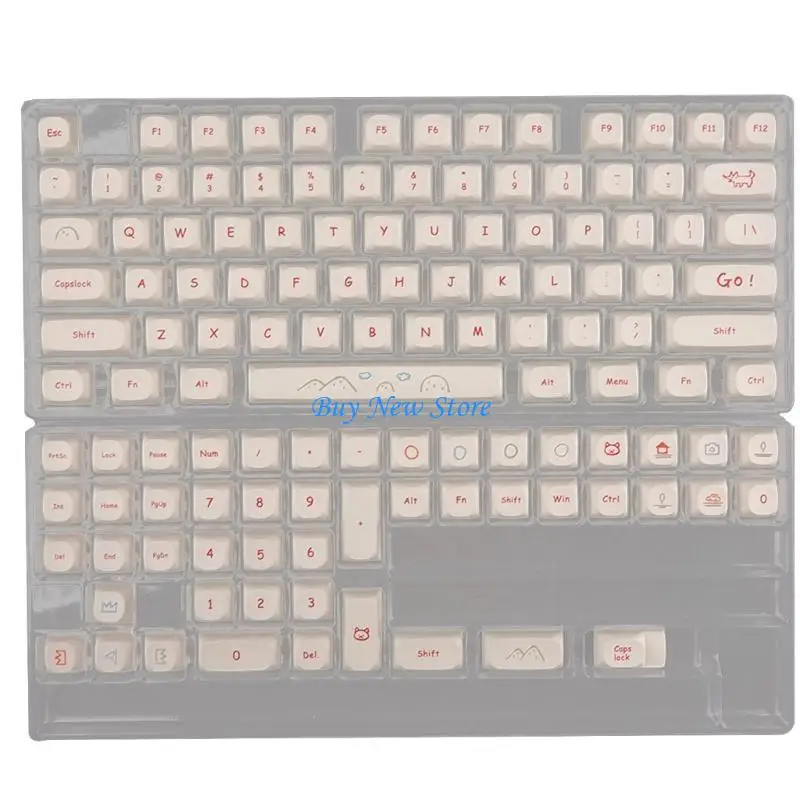 20ce 123 Keys Keys Keycaps White Graffiti Motyw Wysokość PBT-bark-sub kluczowe dla MX-SWITCH MECHANical Keyboard-Cute Cartoon