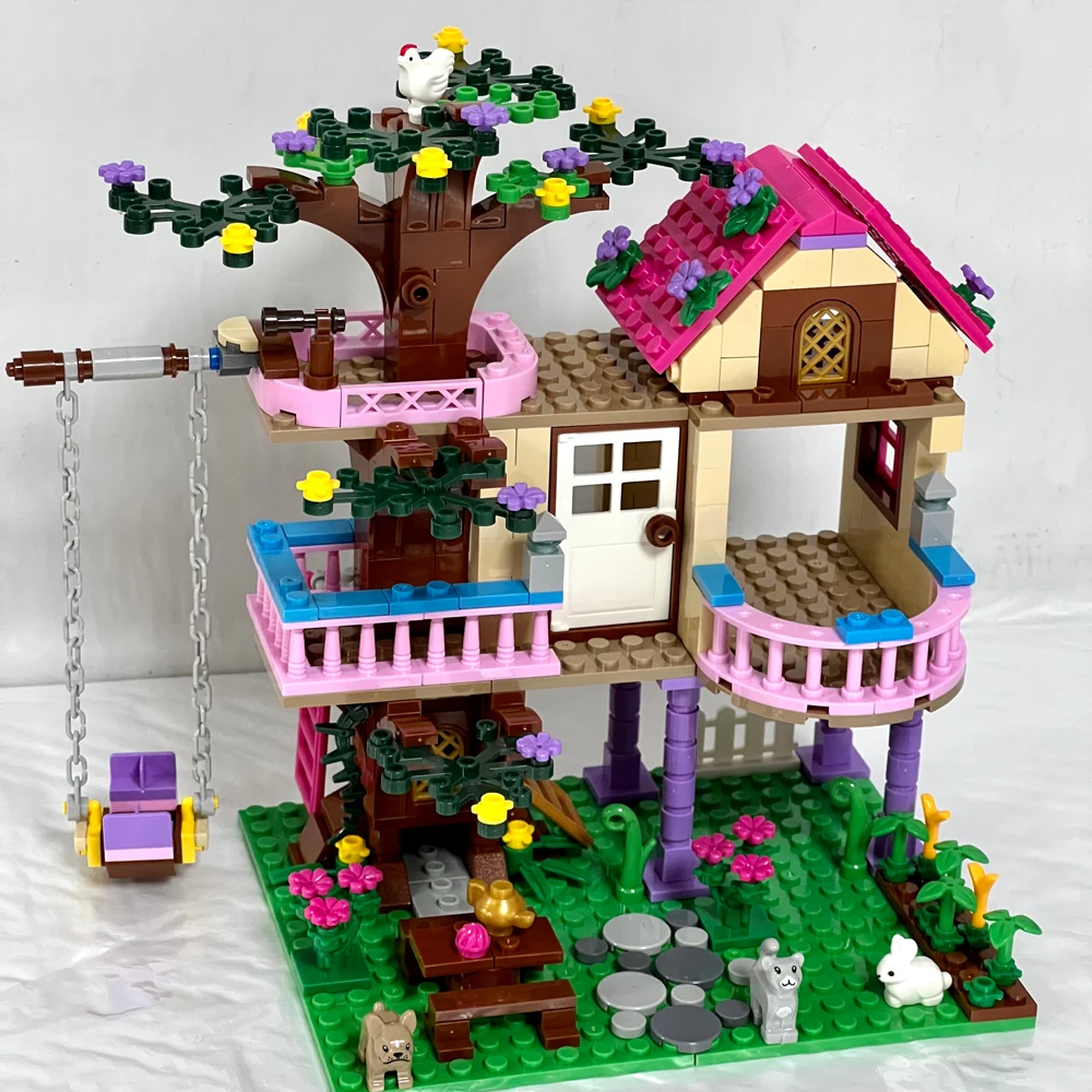 Ensemble de décennie s de Construction pour Enfant Fille, Jardin, Arbre, Maison, Vacances d'Été, Villa, Château, Figurines, Briques à Faire Soi-Même, Jouets, Cadeau