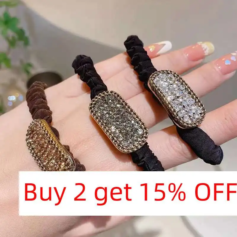 Elegant Hair Rope High Grade CZ Crystal Flower Rubber Bands Korean Trendy Elastic Hair Bands Headwear Accessories Jewelry Gift
