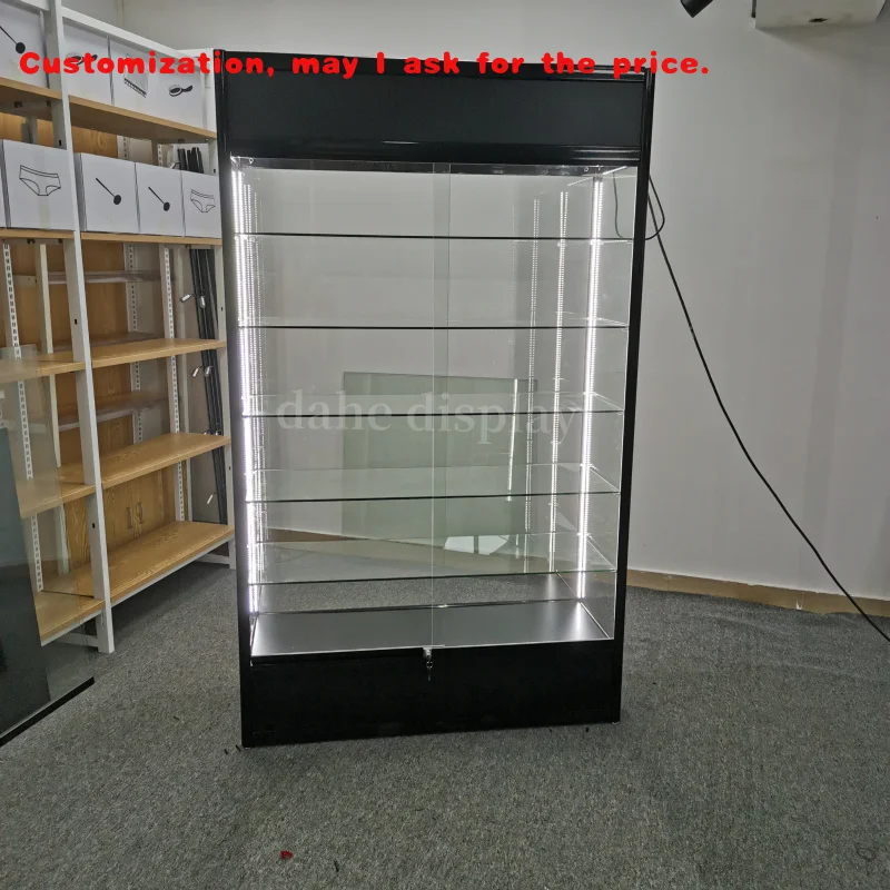 

Изготовленная на заказ мебель для витрины, запираемый витринный шкаф со светлой высокой стеклянной витриной, аксессуары для магазина