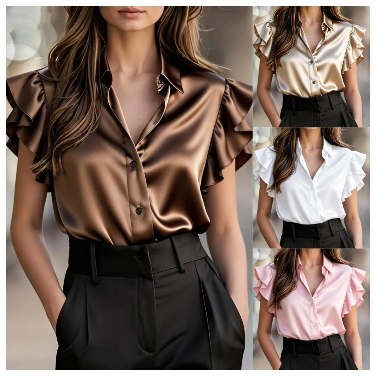 

Летнее женское платье для вечеринок, элегантное, больших размеров, с V-образным вырезом, рюшами и короткими рукавами, свободного кроя, из легкой полиэстеровой ткани.