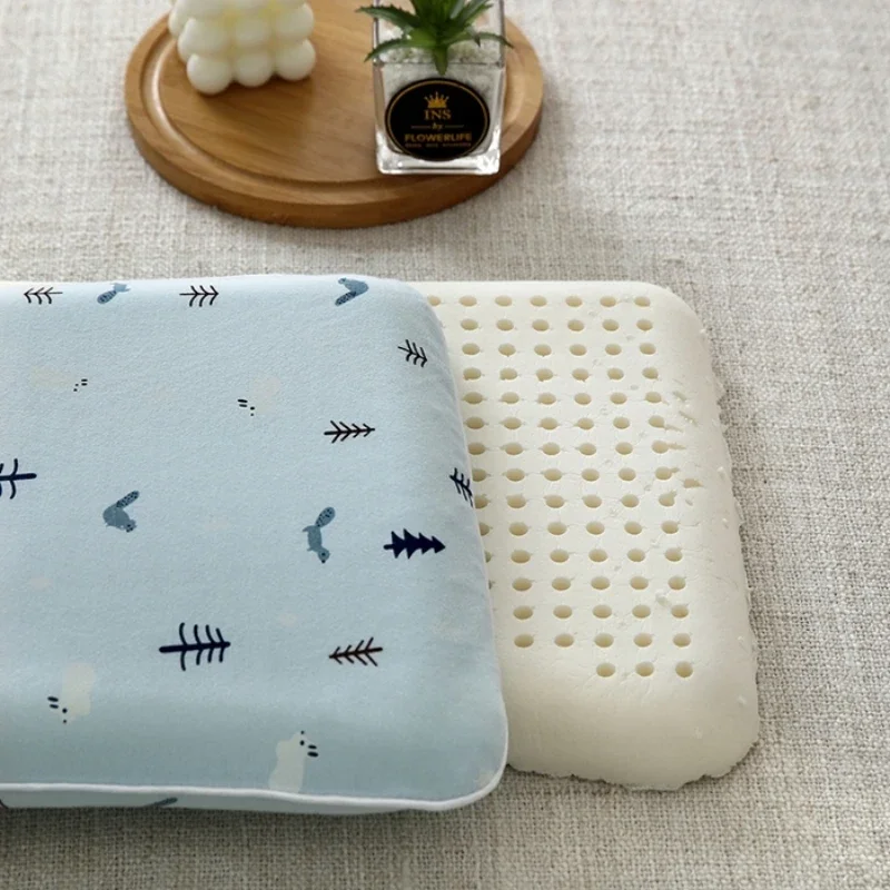 Natural Latex Pillow For Kids Neck Support 44*27cm Pillow Inner With Pillowcase Cartoon Drop Shipping Boy Girl Latex Pillows