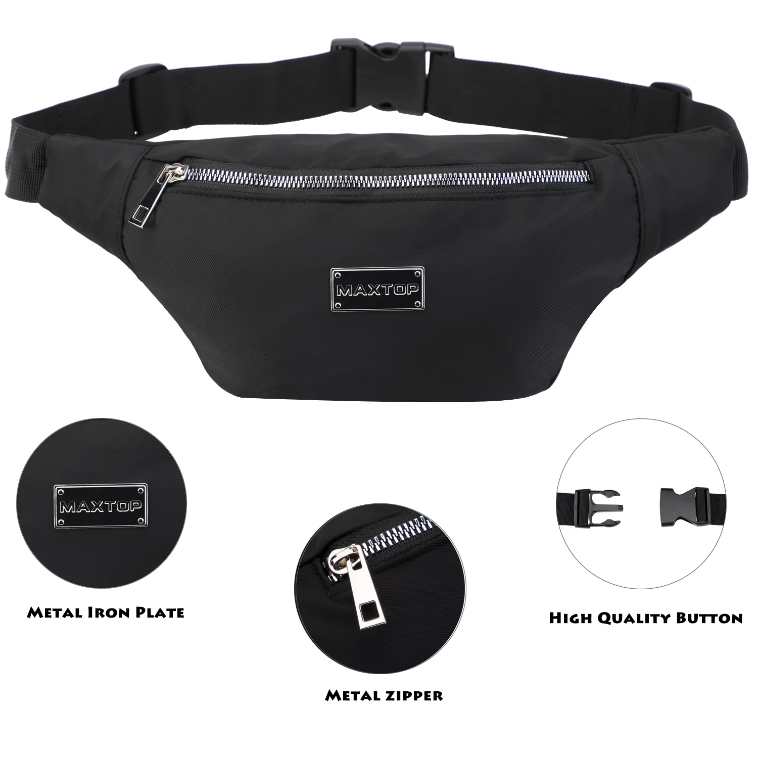 MAXTOP-Fanny Pack para homens e mulheres, bolsa com fone de ouvido, alças ajustáveis, esportes, corrida