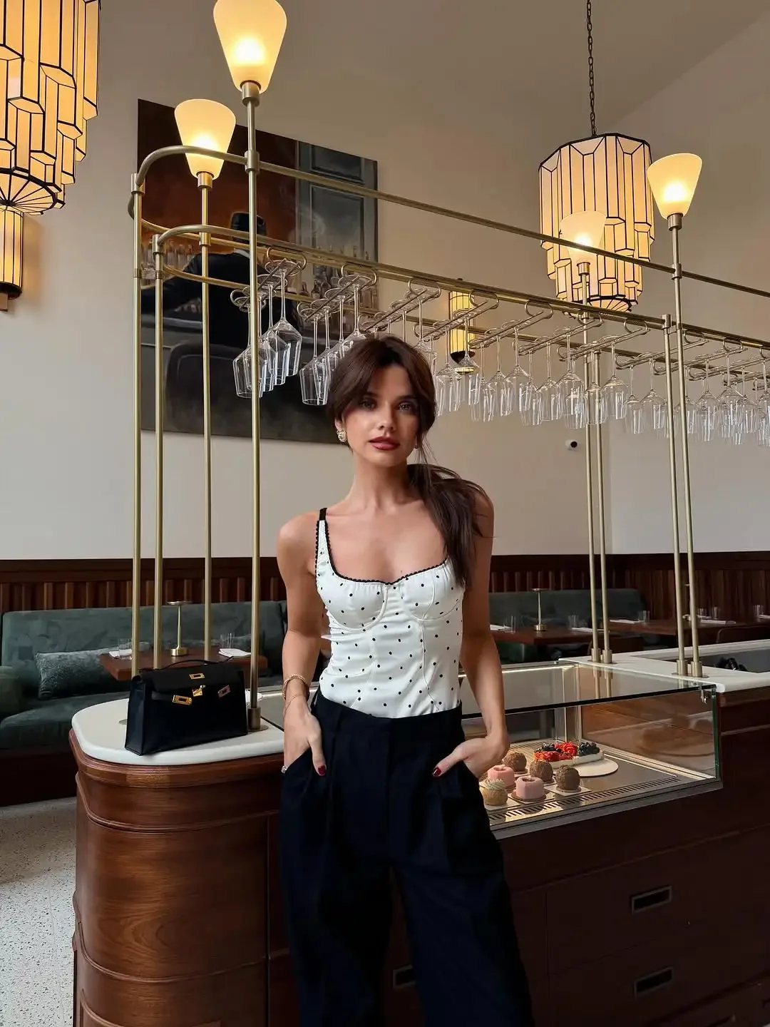 Chic Polka Dot Sling Short Top Lady Sexy Square Neck Off-shoulder Slim Cropped Blouse 2026 New Springdaily Highstreet Outwears image 5