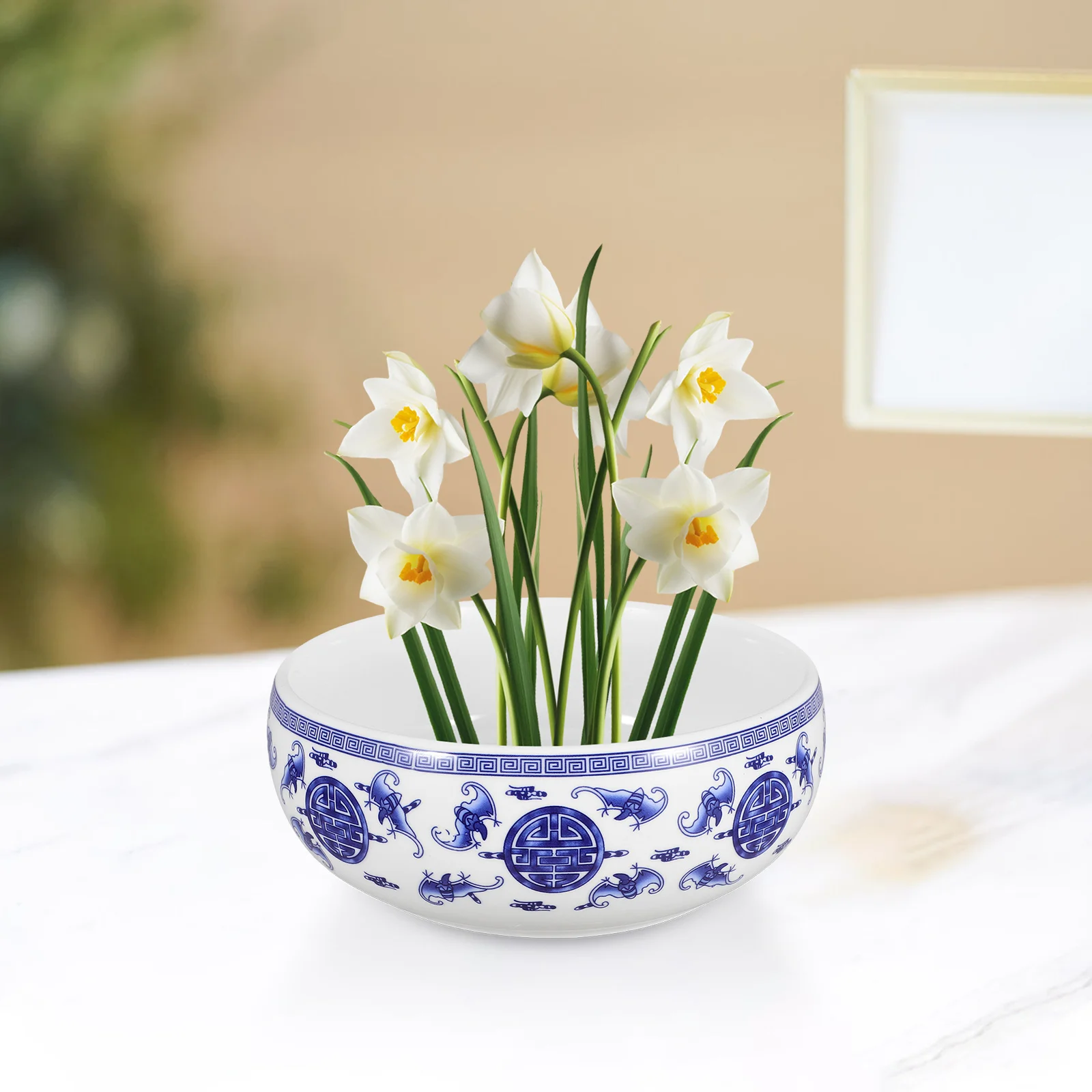 

Hydroponic Ceramic Plant Pot for Lotus Water Lily and Narcissus Multiplant Use Elegant Flowerpot for Indoor Outdoor Decor