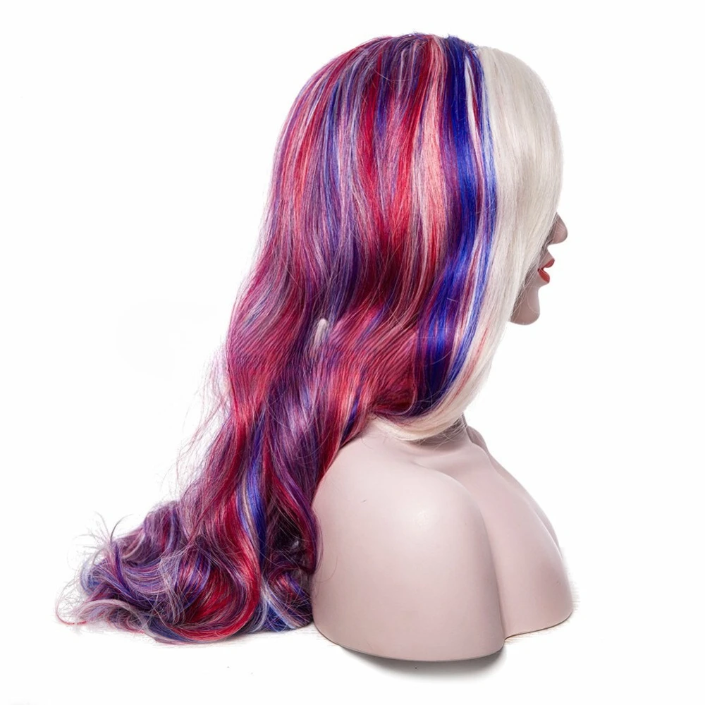 تسليط الضوء على اللون الأرجواني الأحمر مختلط الاصطناعية الدانتيل الجبهة غلويليس سحب الملكة الباروكة #4