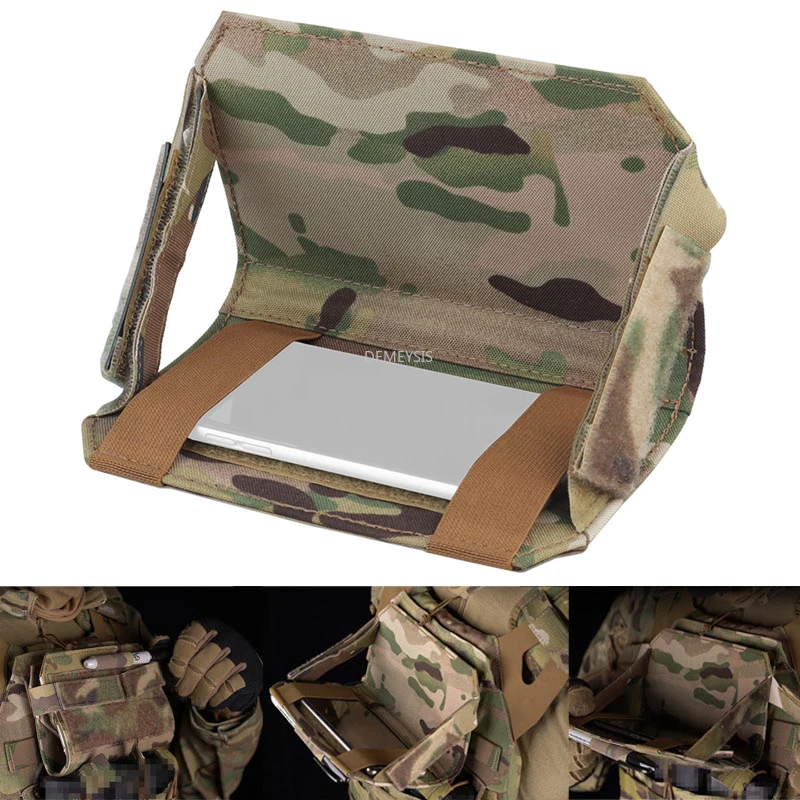 Outdoor Foldable Navigation Board Tactical Admin Phone Pouch Utility MOLLE Hunting Vest Front Panel Map Holder Carrier Bag