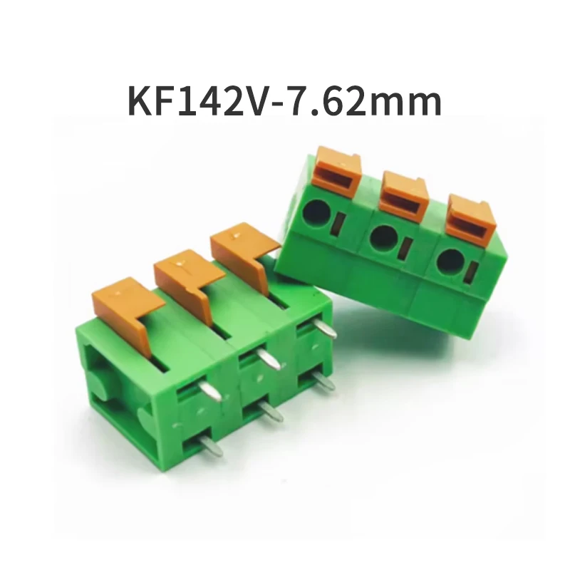 (1 Piece) 142V 7.62 Spring Loaded PCB Terminal Block KF142V-7.62mm Screwless Quick Press Straight Pin Splicable 2P 3P 4P ~ 12P