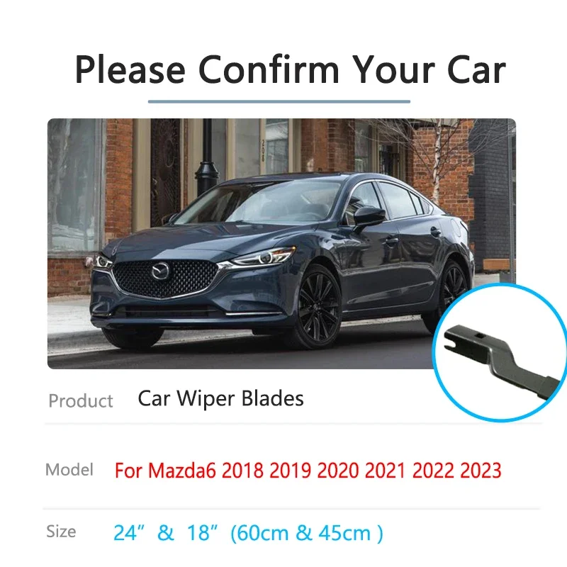 Para Mazda6 Mazda 6 GJ 2018 2019 2020 2021 2022 2023 limpiaparabrisas delanteros de coche ventana de goma parabrisas cepillos de limpieza