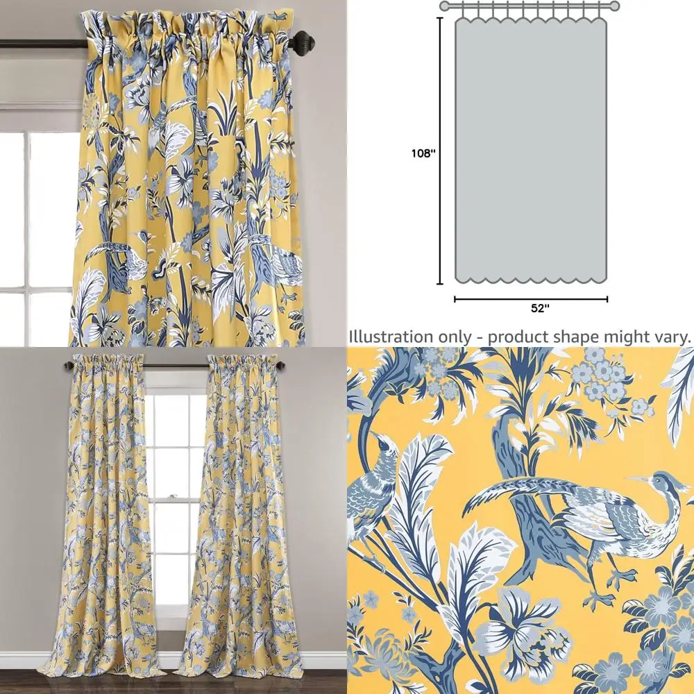 

Светопропускающие цветочные шторы для окон, пара, 52 x 108, желтые - Винтажные шторы для спальни - Декор в стиле кокетка для комнаты