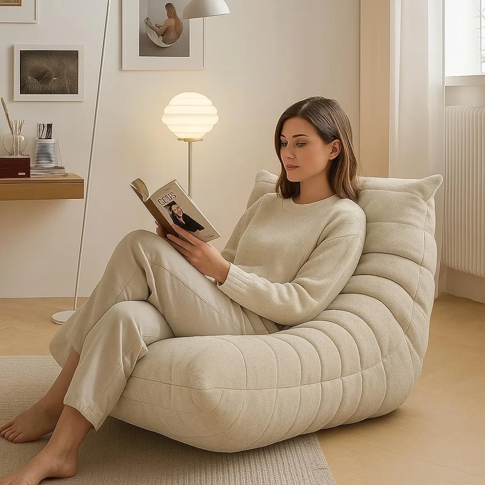 Bean Bag Chair for Adults, Fireside Togo Chair, BeanBag Chairs for Teens with High-Resilience Memory Foam, Non-Slip Base Compres