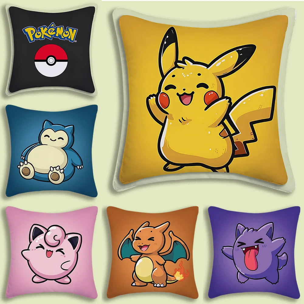 Pillow Covers Cartoon Pokémon Pikachu Sofa Decorative Home Double-sided Printing Short Plush Cute Cushion Cover