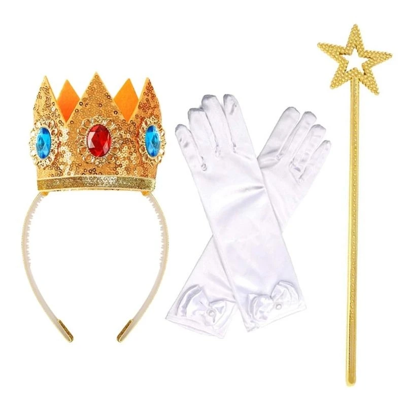 Accessori in costume da 5SD Principessa Guanti Orecchini Principessa Accessori della Croona Principessa per festa cosplay