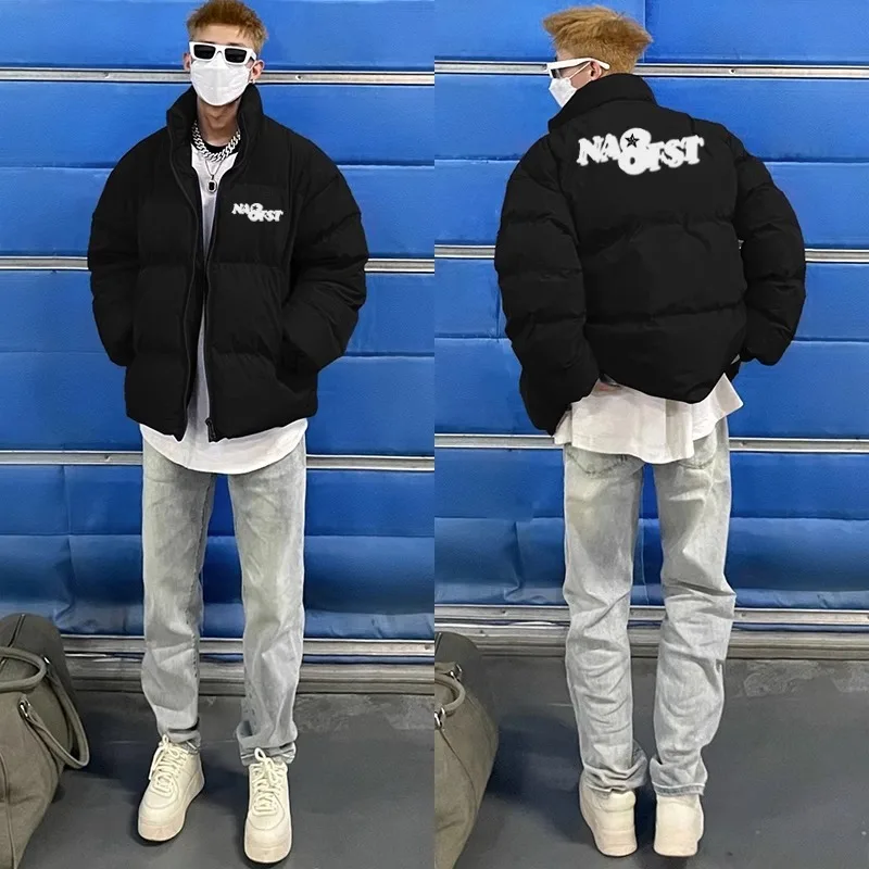 

Осень-зима Thiened Хлопковое мужское теплое свободное пальто с воротником-стойкой Школьная верхняя одежда из полиэфирного волокна