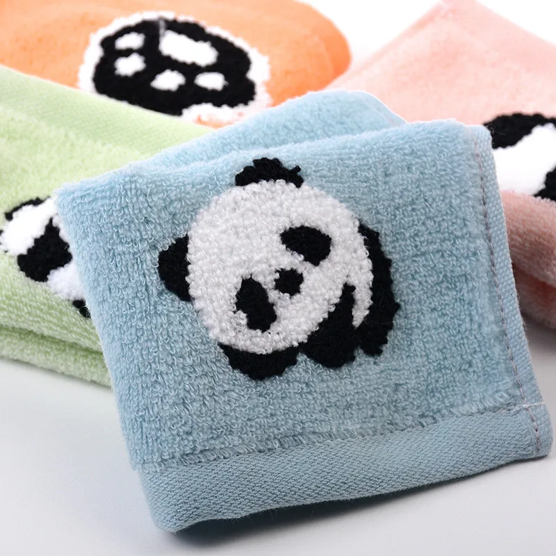1Pcs 25x25cm Cartoon Panda Jacquard Baumwolle Baby Kinder Gesicht Handtuch Hand Waschlappen Wasser Saugfähigen Weichen – Detail 7