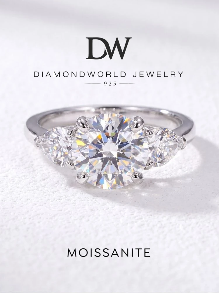 DWJ Mode 3CT Große Moissanit Diamant Ringe für Frauen Doppel Herz Zirkon 925 Sterling Silber Eternity Engagement Edlen Schmuck – Detail 1