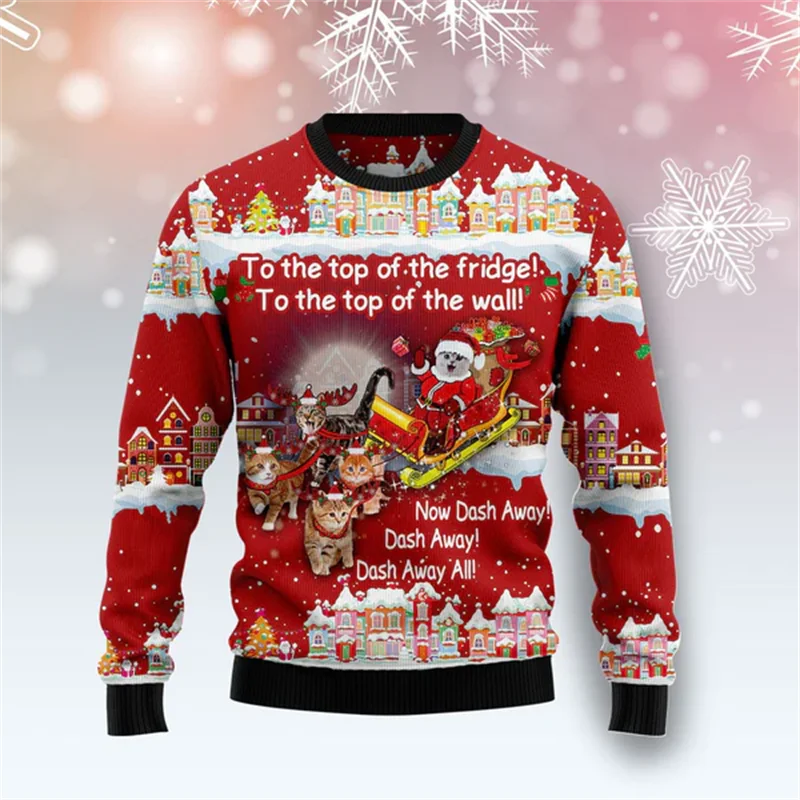 

Funny 3D Christmas Swaeter Gift Santa Claus Patterned Ugly Sweater Jerseys And Sweaters Blouses For Men Women Pullover Hoodie