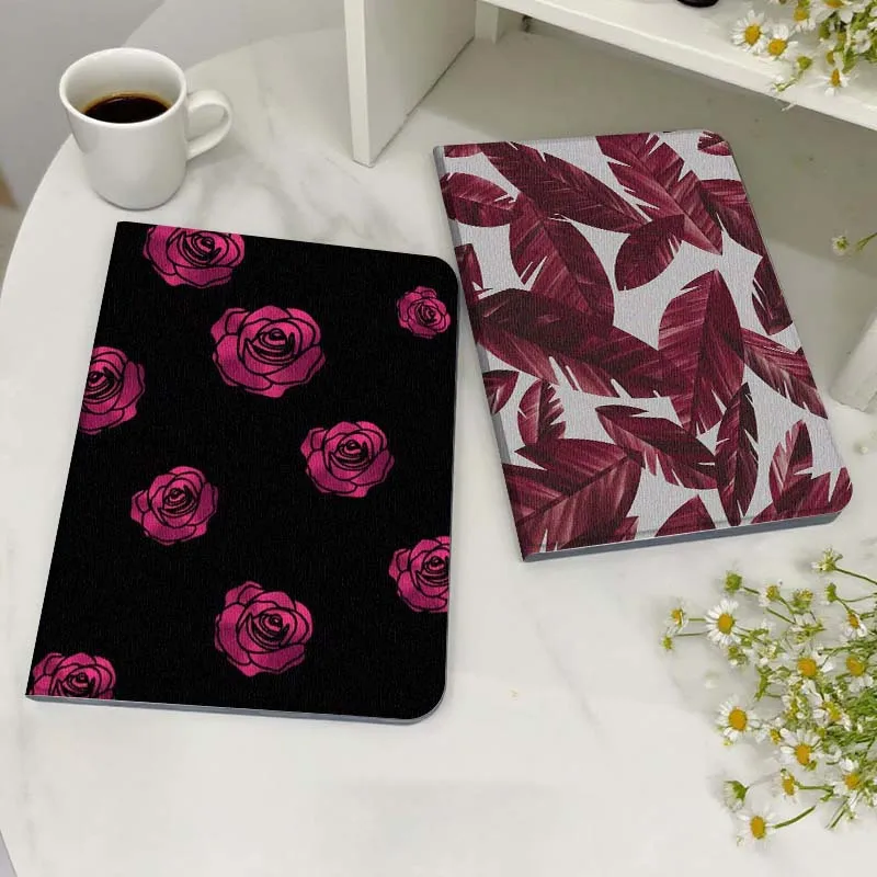 

Red Palm Leaf Pattern Gift Tablet Case For Samsung Galaxy Tab S7 S8 S9 S10 FE Lite
