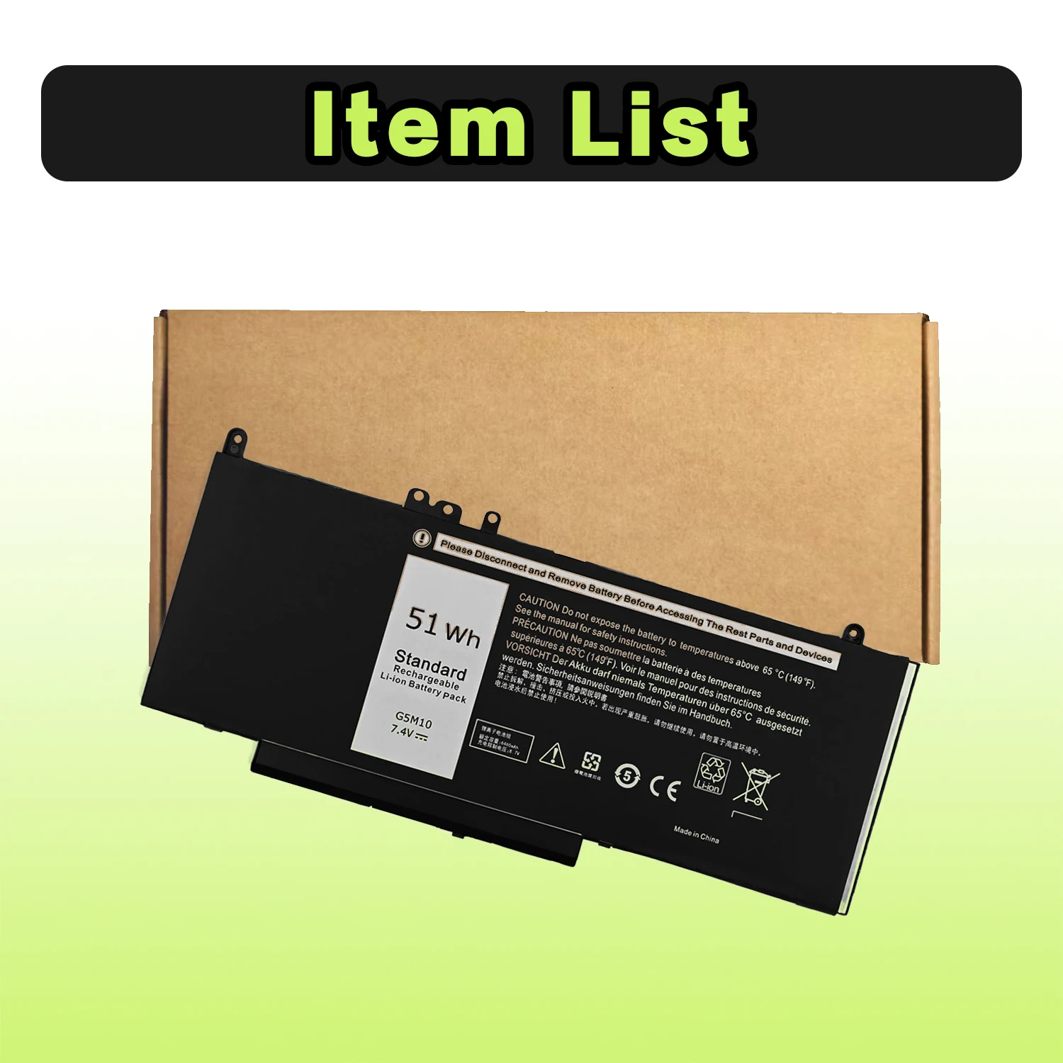 SAT G5M10 New Laptop Batteries Replacement For DELL Latitude P48G 3350 3160 E5450 E5550 7.4V-51Wh-6891mAh