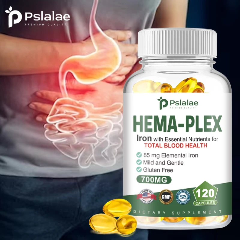 

HEMA-PLEX Iron - Promotes Healthy Red Blood Cell Function and Blood Circulation Maintain A Healthy Immune System - 60 Capsules